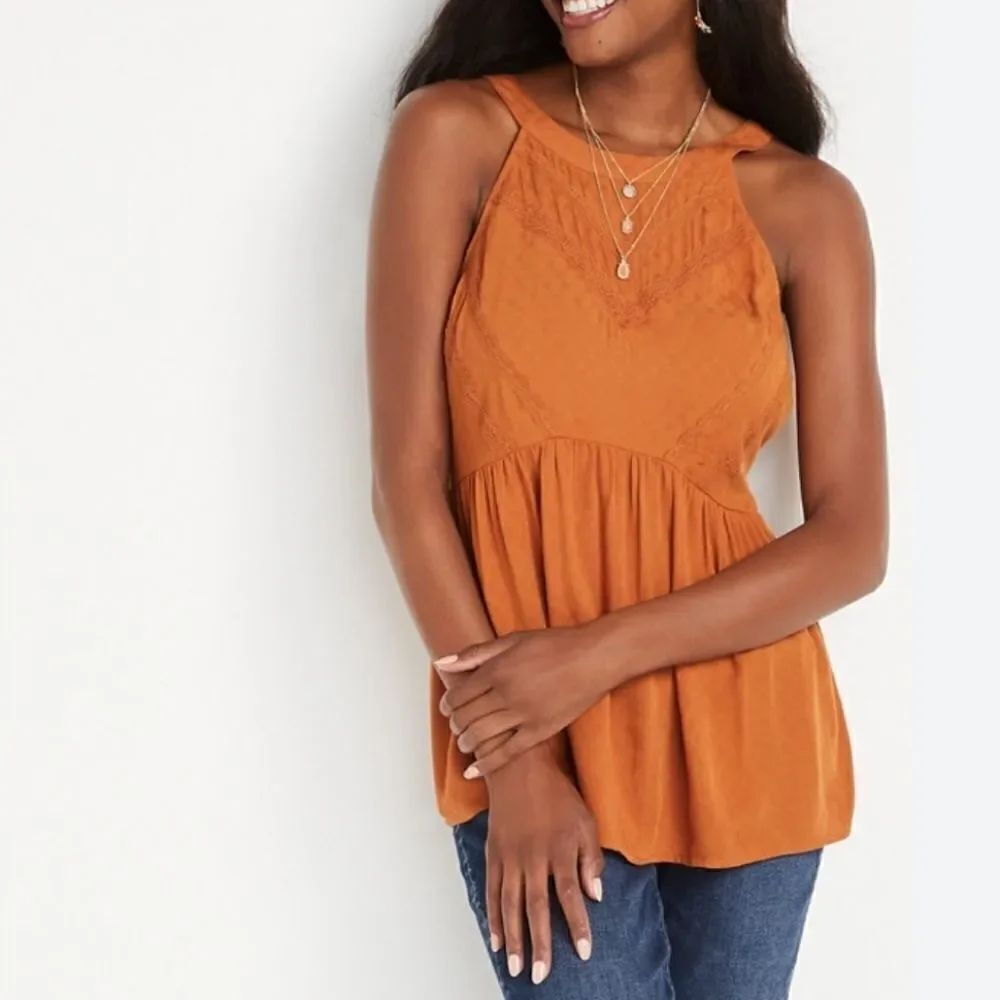 Maurices Gold Halter Neck Babydoll Tank Top